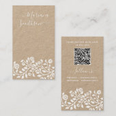 De Visite Carte d'affichage Classy Rustic Bridal QR Code ore (Devant / Derrière)