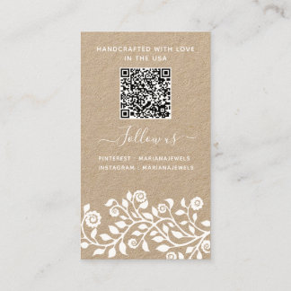 De Visite Carte d'affichage Classy Rustic Bridal QR Code ore