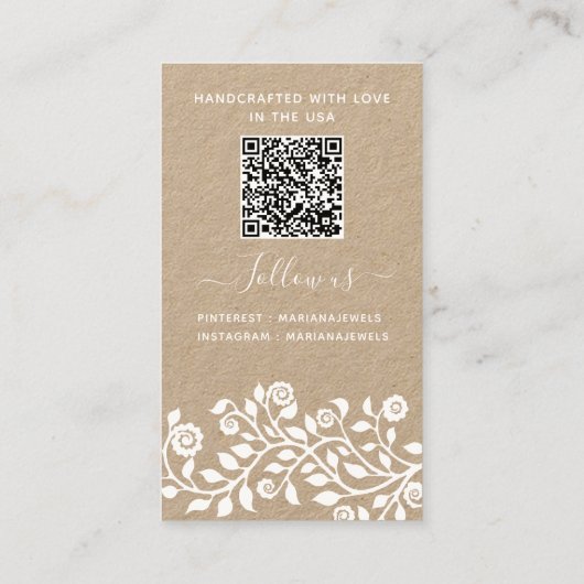 De Visite Carte d'affichage Classy Rustic Bridal QR Code ore (Dos)