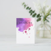 De Visite Carte d'affichage couleur Aquarelle rose Collier (Debout devant)