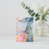 De Visite Carte d'affichage couleur or rose tendance (Debout devant)