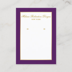 De Visite Carte d'affichage Earring Gold et Purple