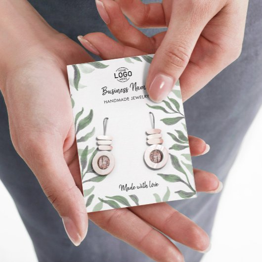 De Visite Carte d'affichage Feuille verte Bijoux blancs