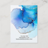 De Visite Carte d'affichage Gold Blue Watercolor (Dos)