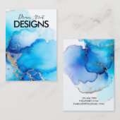 De Visite Carte d'affichage Gold Blue Watercolor (Devant / Derrière)