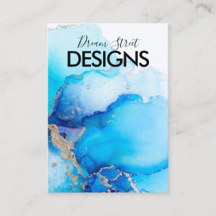 De Visite Carte d'affichage Gold Blue Watercolor
