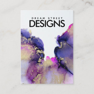 De Visite Carte d'affichage Gold Rose Purple Aquarelle
