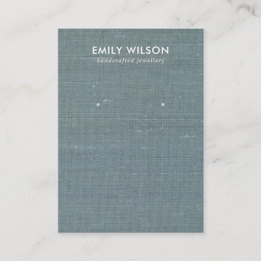 DE VISITE CARTE D'AFFICHAGE GRAY BLUE BURLAP LINEN STUD EARR (Devant)