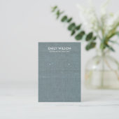 DE VISITE CARTE D'AFFICHAGE GRAY BLUE BURLAP LINEN STUD EARR (Debout devant)