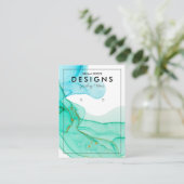 De Visite Carte d'affichage Green Blue Gold tendance (Debout devant)