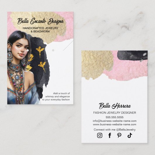 De Visite Carte d'affichage Lux Bijoux et oreilles (Devant / Derrière)