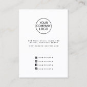 De Visite Carte d'affichage moderne minimal logo blanc (Dos)