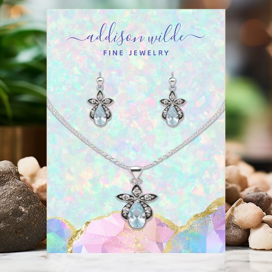 De Visite Carte d'affichage Opal Gemstone Pastel Collier d'o