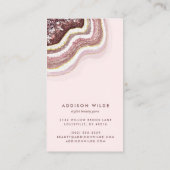 De Visite Carte d'affichage rose Gold Blush Agate Geode (Dos)