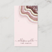 De Visite Carte d'affichage rose Gold Blush Agate Geode (Devant)