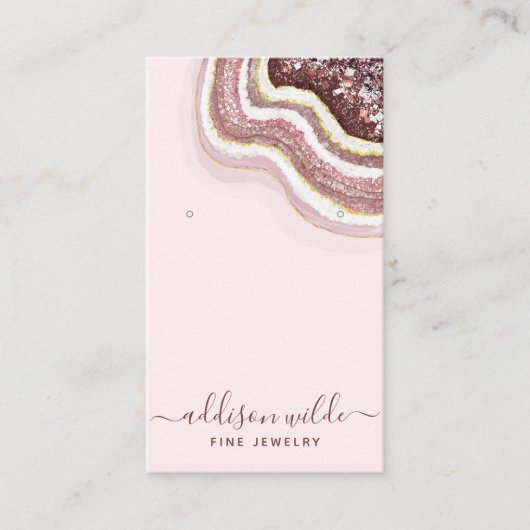 De Visite Carte d'affichage rose Gold Blush Agate Geode (Devant)