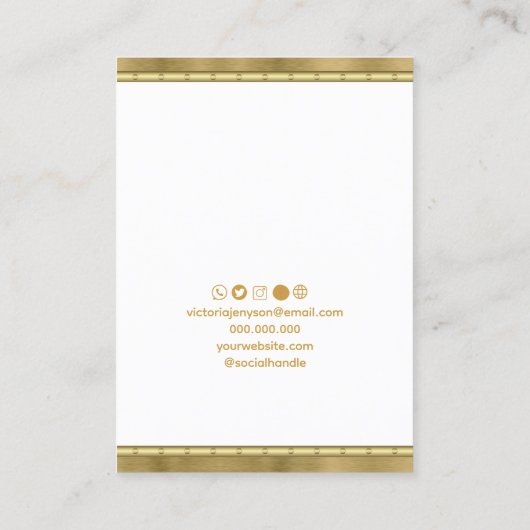 De Visite Carte d'affichage Script Chic Gold White (Dos)