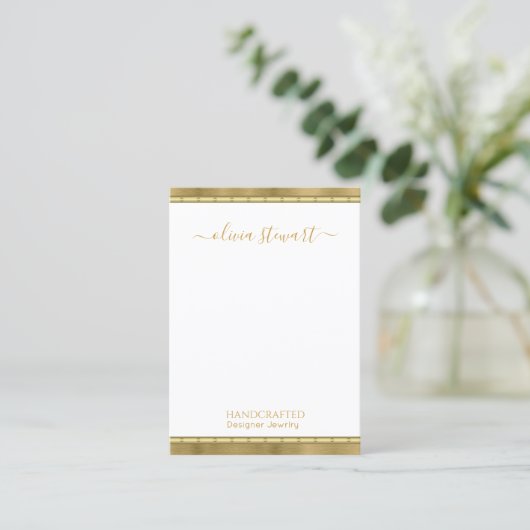 De Visite Carte d'affichage Script Chic Gold White (Debout devant)