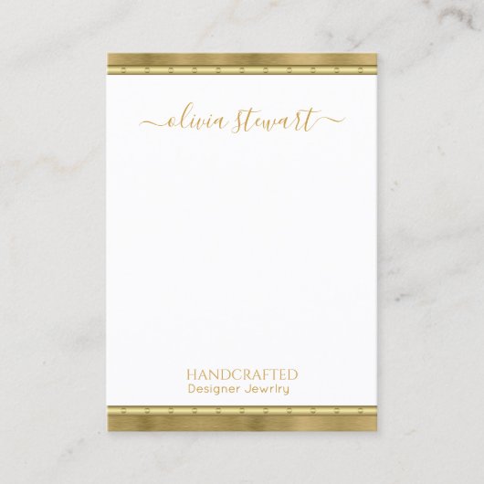 De Visite Carte d'affichage Script Chic Gold White (Devant)