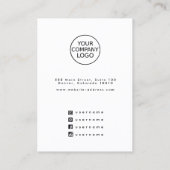 De Visite Carte d'affichage simple Calligraphie blanche (Dos)