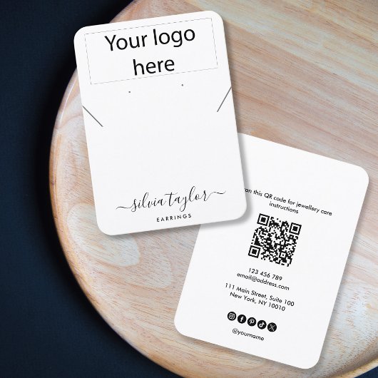 De Visite Carte d'affichage simple logo QR code collier