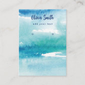 De Visite Carte d'affichage Turquoise Watercolor Ocean Earri (Devant)