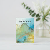 De Visite Carte d'affichage Vert Aquarelle Or tendance (Debout devant)