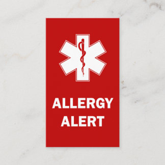 De Visite Carte d'alerte d'allergie personnalisée