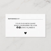 De Visite Carte d'ami moderne en noir et blanc (Dos)