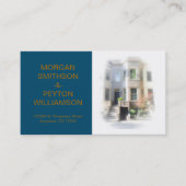 De Visite Carte d'appel des couples - Photo avec bordure ble (Devant)