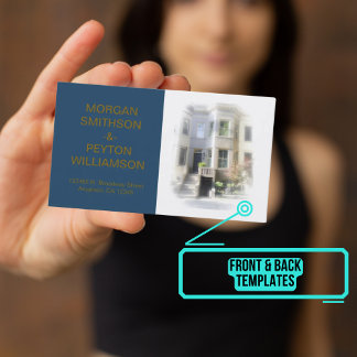 De Visite Carte d'appel des couples - Photo avec bordure ble