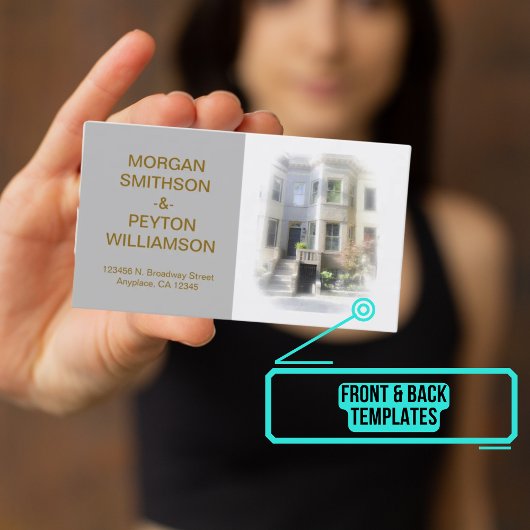 De Visite Carte d'appel des couples - Photo avec Bordure gri