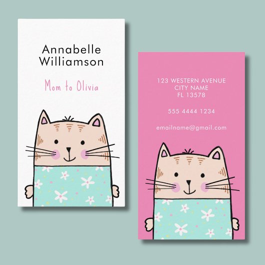 De Visite Carte d'appel maman chat mignonne