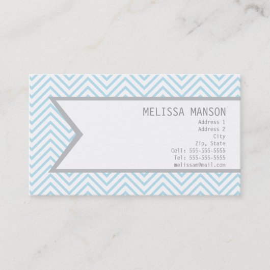 De Visite Carte d'appel Monogramme Blue Chevron (Devant)