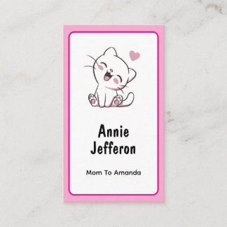 De Visite Carte d'appel personnalisée avec un mignon chaton 
