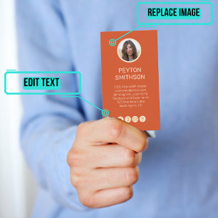 De Visite Carte d'appel personnelle : Couple w Photos Orange