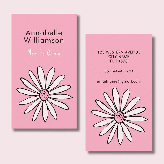 De Visite Carte d'appel Pink Daisy maman