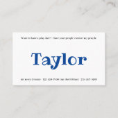 De Visite Carte d'appel pour enfants Jouer Date Playdates Fi (Devant)