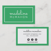 De Visite CARTE D'APPEL preppy moderne chic audacieux vert é (Devant / Derrière)