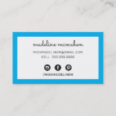De Visite CARTE D'APPEL preppy moderne chic simple aqua bleu (Dos)