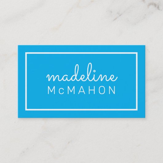 De Visite CARTE D'APPEL preppy moderne chic simple aqua bleu (Devant)