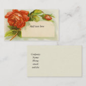 De Visite Carte d'appel Red Roses vintage (Devant / Derrière)