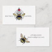 De Visite Carte d'appel sociale Bee Heart Wings (Devant / Derrière)