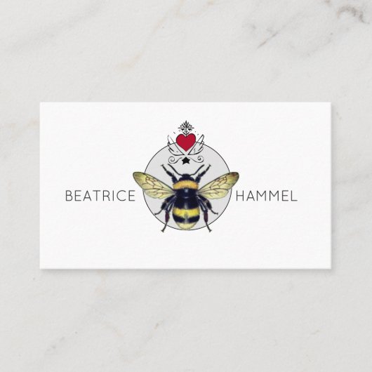 De Visite Carte d'appel sociale Bee Heart Wings (Devant)