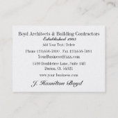 De Visite Carte d'architecte / entrepreneur / constructeur - (Dos)