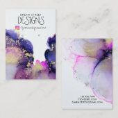 De Visite Carte d'écran d'oreille en or rose Aquarelle (Devant / Derrière)