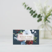 De Visite carte d'élégance florale bleu aquarelle (Debout devant)