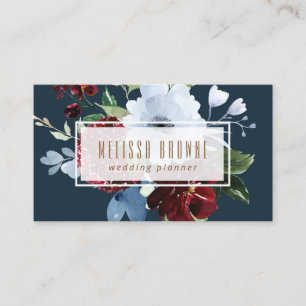 De Visite carte d'élégance florale bleu aquarelle