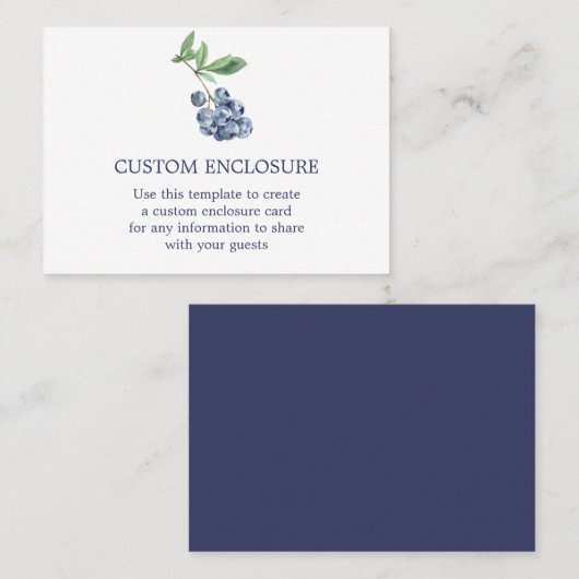 De Visite Carte d'enveloppe couleur d'eau Blueberry (Devant / Derrière)