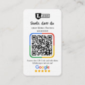 De Visite Carte d'évaluation Google avec code QR (Devant)